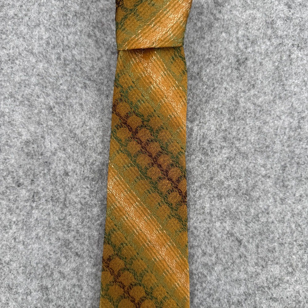 Barwyn Originale Necktie Mens OS Geometric Orange Green Woven Vintage EUC